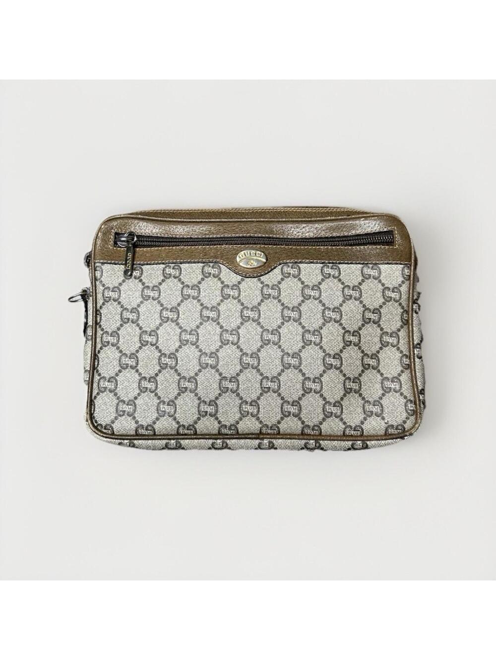 Authentic Gucci Bronze Metallic Monogram Messanger Bag Vintage